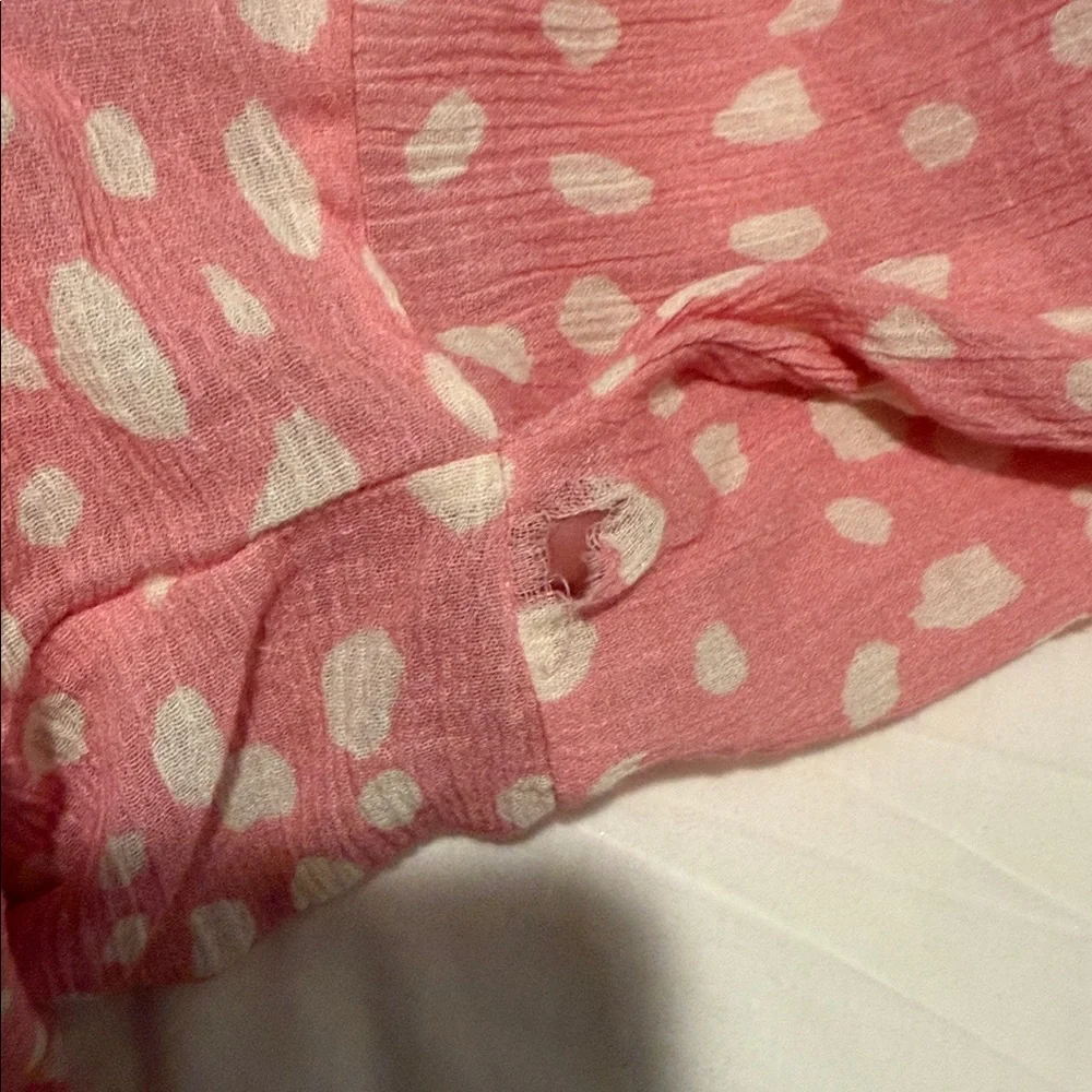 Anthropologie Pink‎ and White Polkadot Tie Front Kimono NWT - Picture 12 of 12